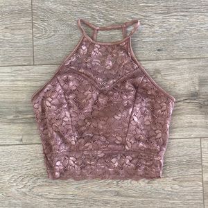 Rose gold lace crop top